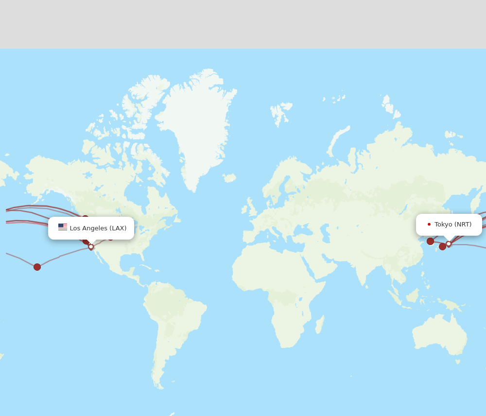 LAX-NRT flight routes