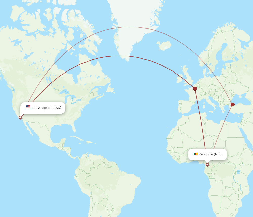 LAX-NSI flight routes