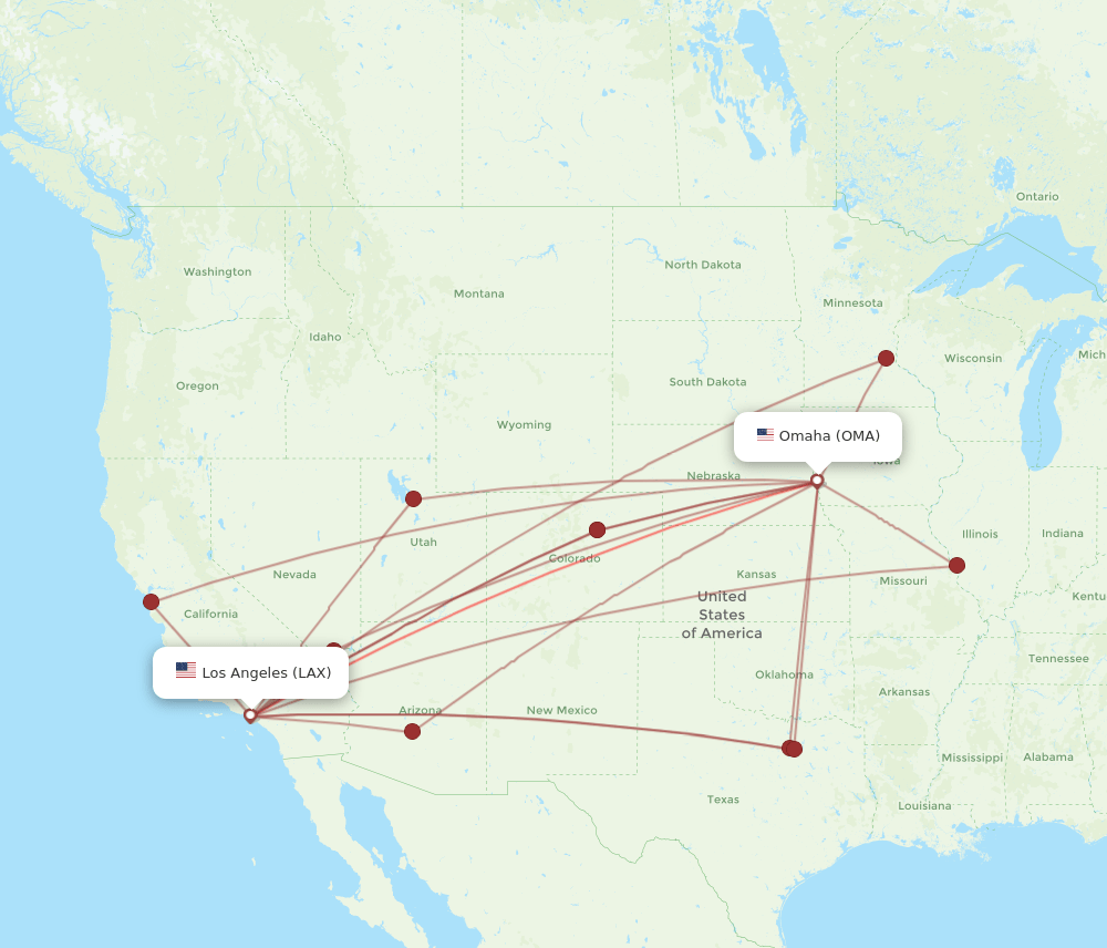 LAX-OMA flight routes