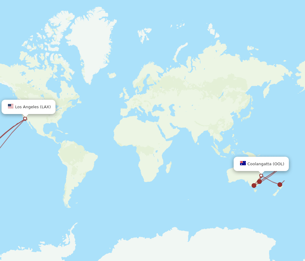 LAX to OOL flights and routes map