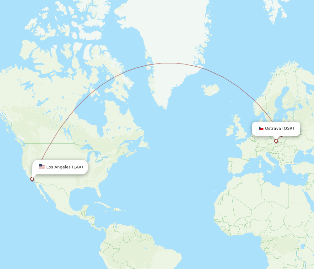 LAX-OSR flight routes