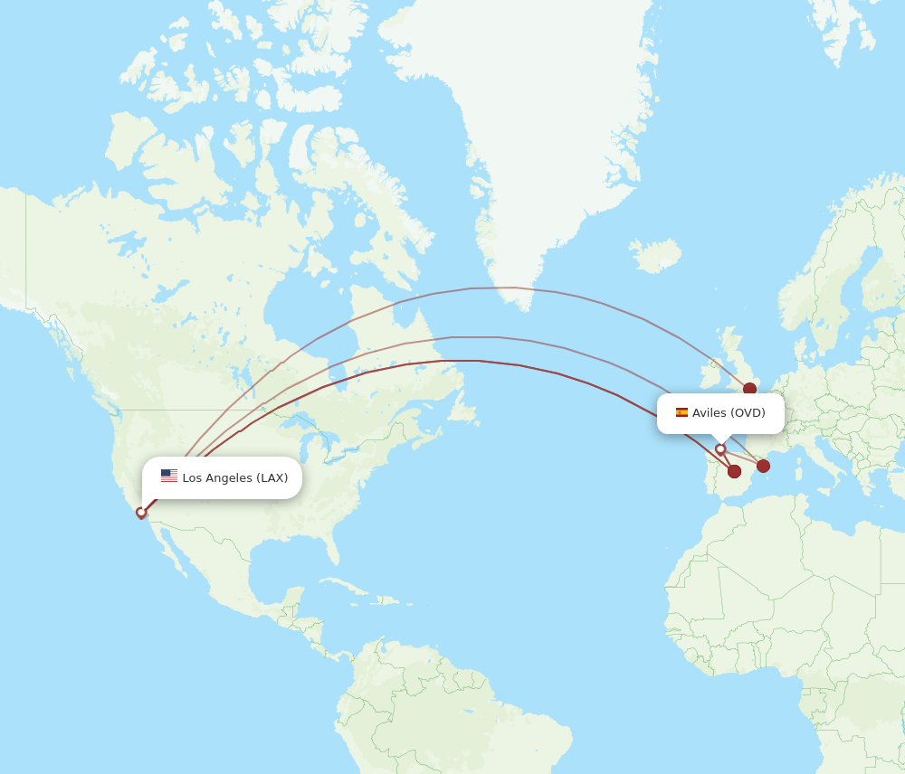 LAX-OVD flight routes