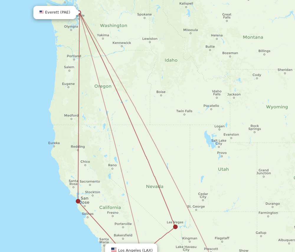 LAX-PAE flight routes