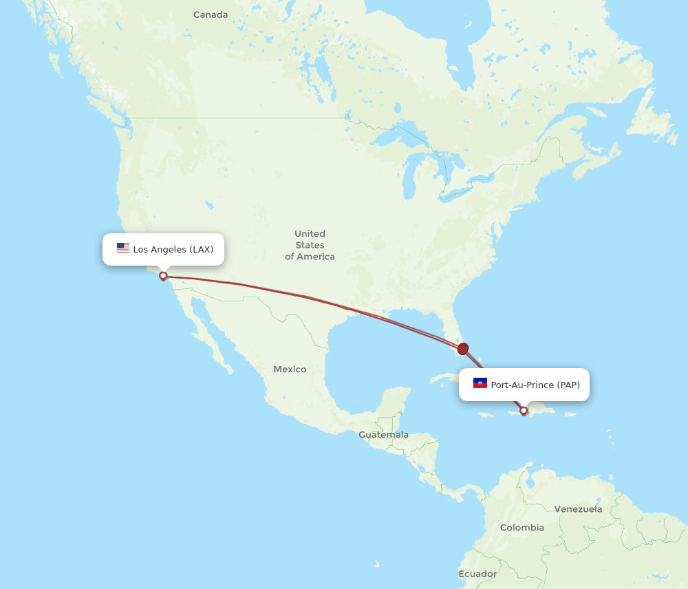 LAX to PAP flights and routes map