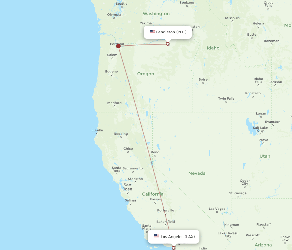 LAX-PDT flight routes