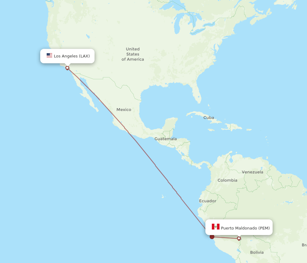 LAX-PEM flight routes
