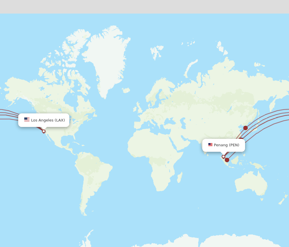 LAX to PEN flights and routes map