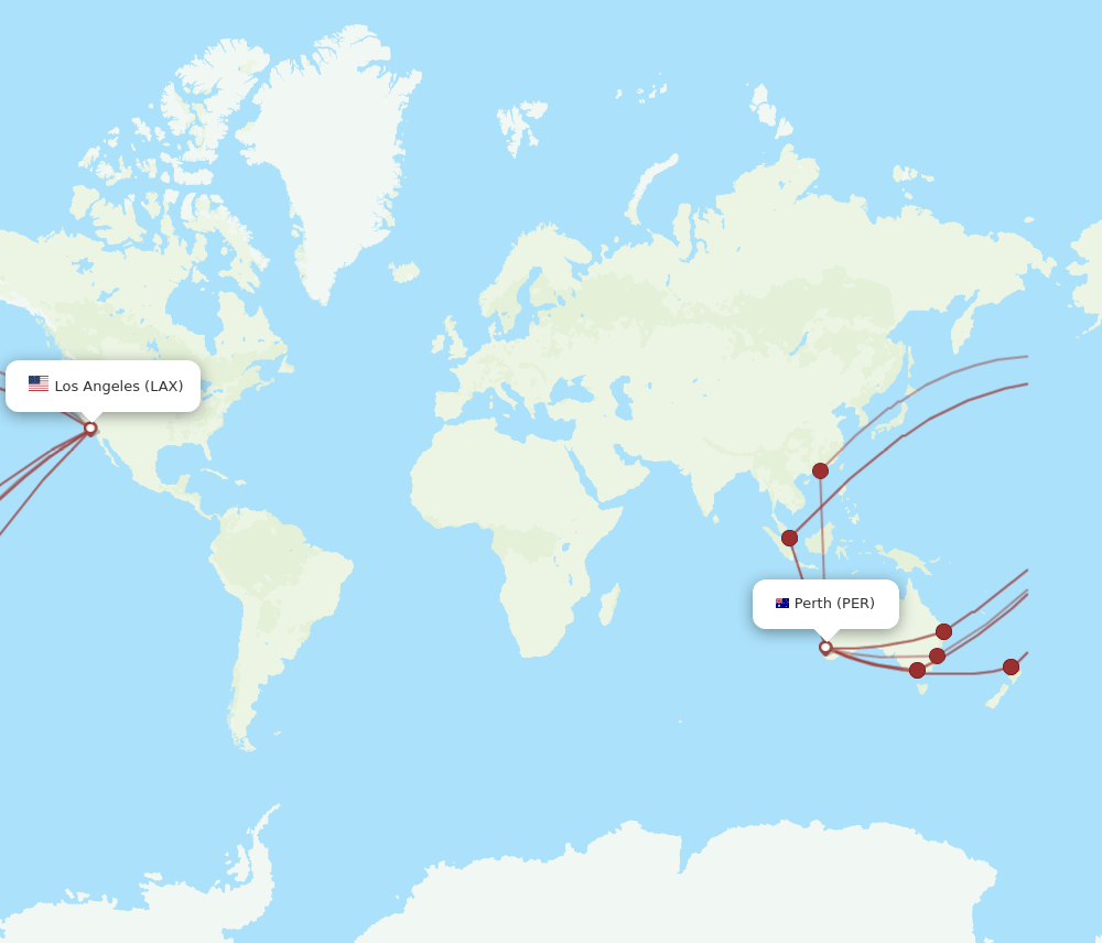 LAX-PER flight routes