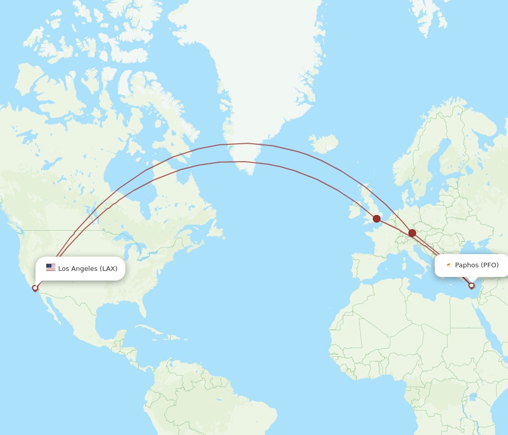 LAX-PFO flight routes