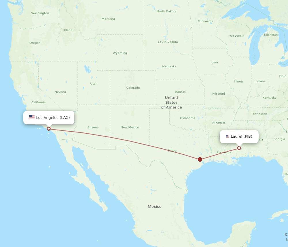 LAX-PIB flight routes
