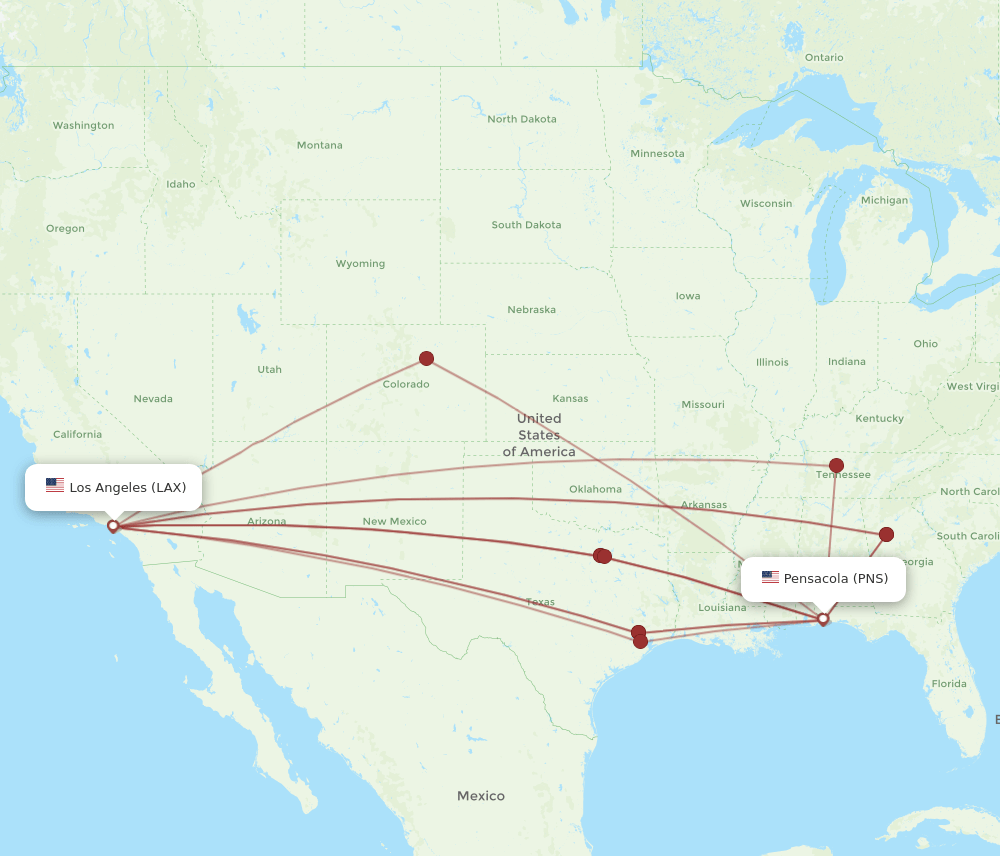 LAX-PNS flight routes