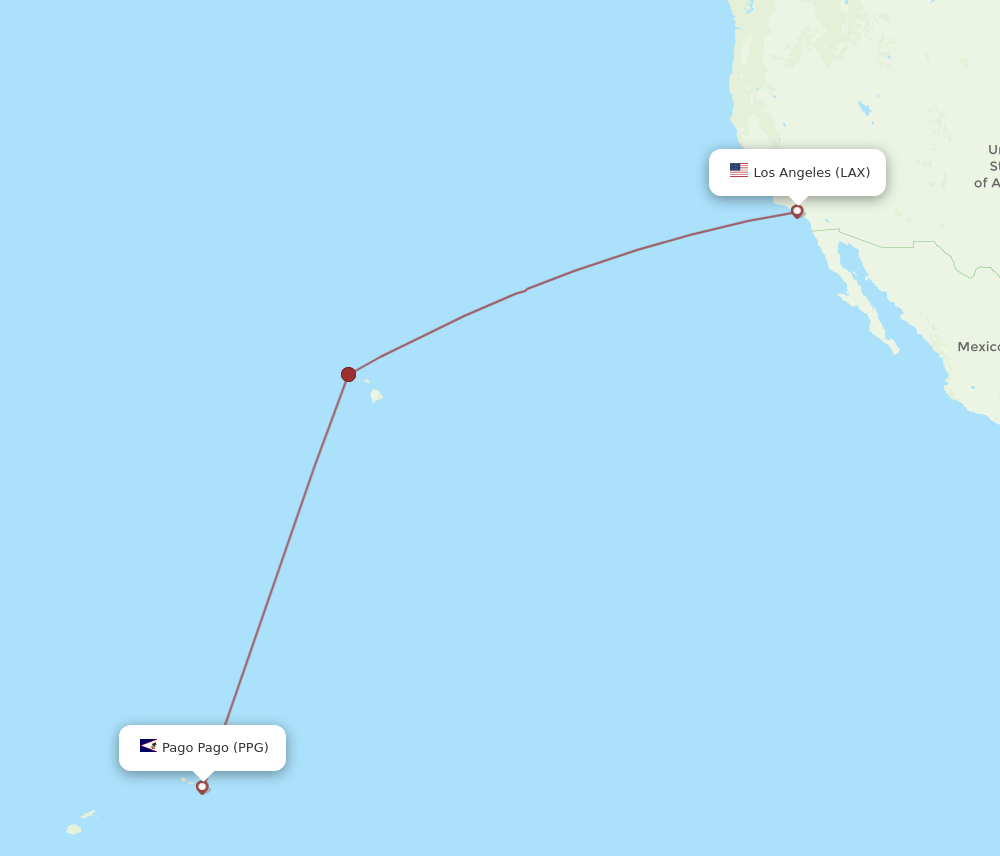 LAX to PPG flights and routes map