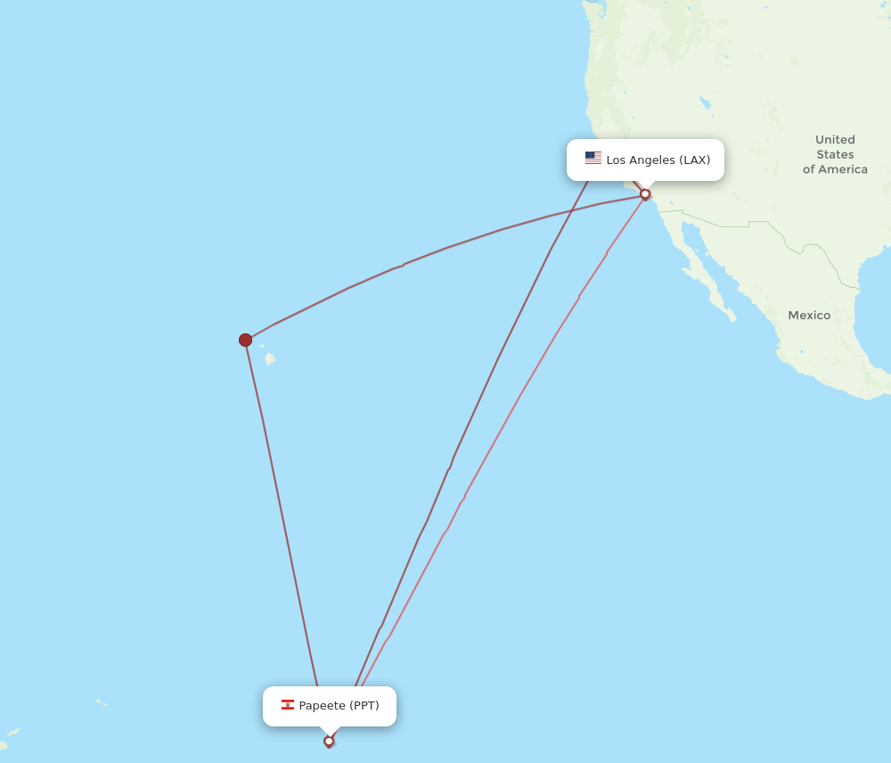 LAX-PPT flight routes