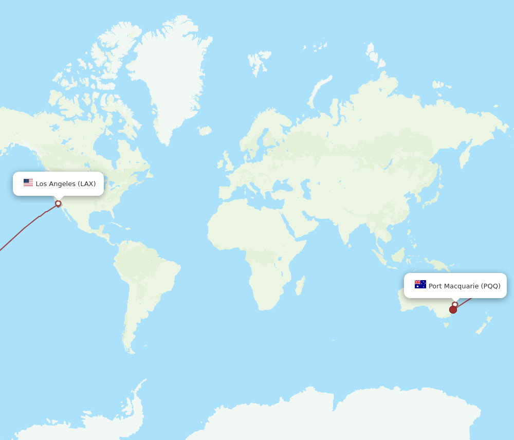 LAX-PQQ flight routes