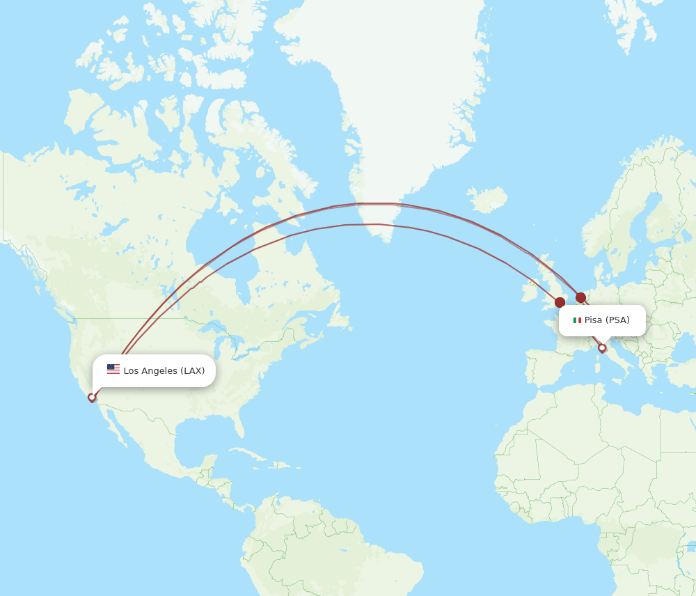 LAX-PSA flight routes