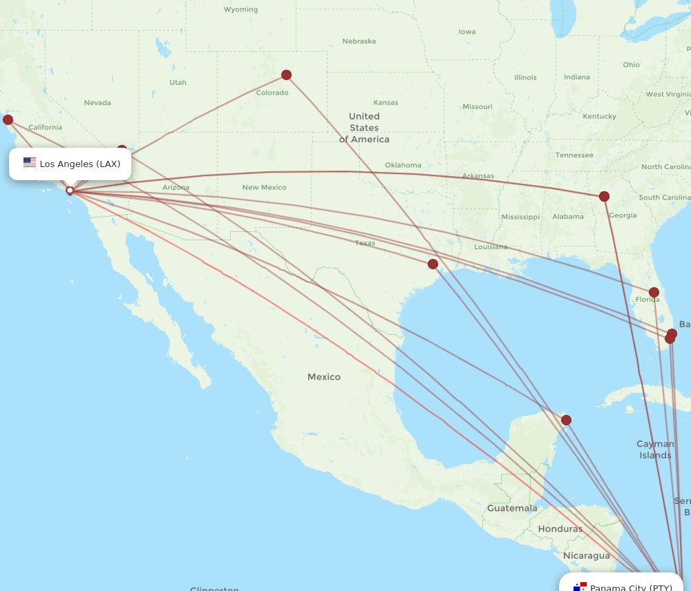 LAX-PTY flight routes