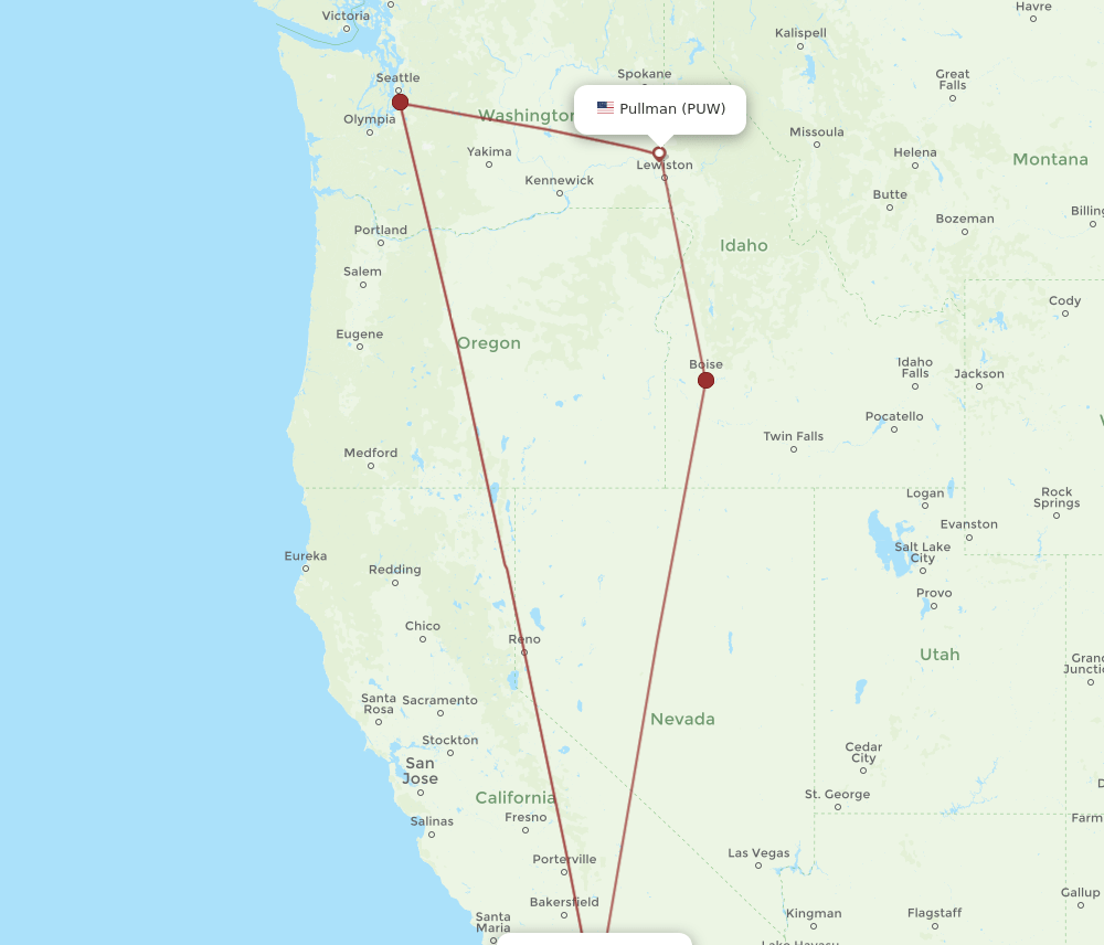 LAX-PUW flight routes