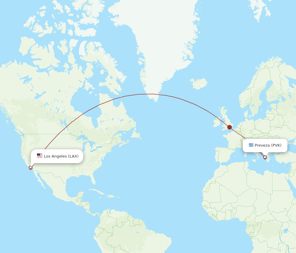LAX-PVK flight routes