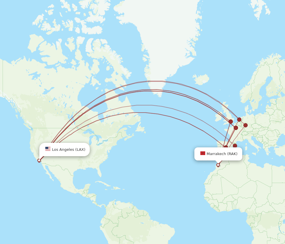 LAX-RAK flight routes
