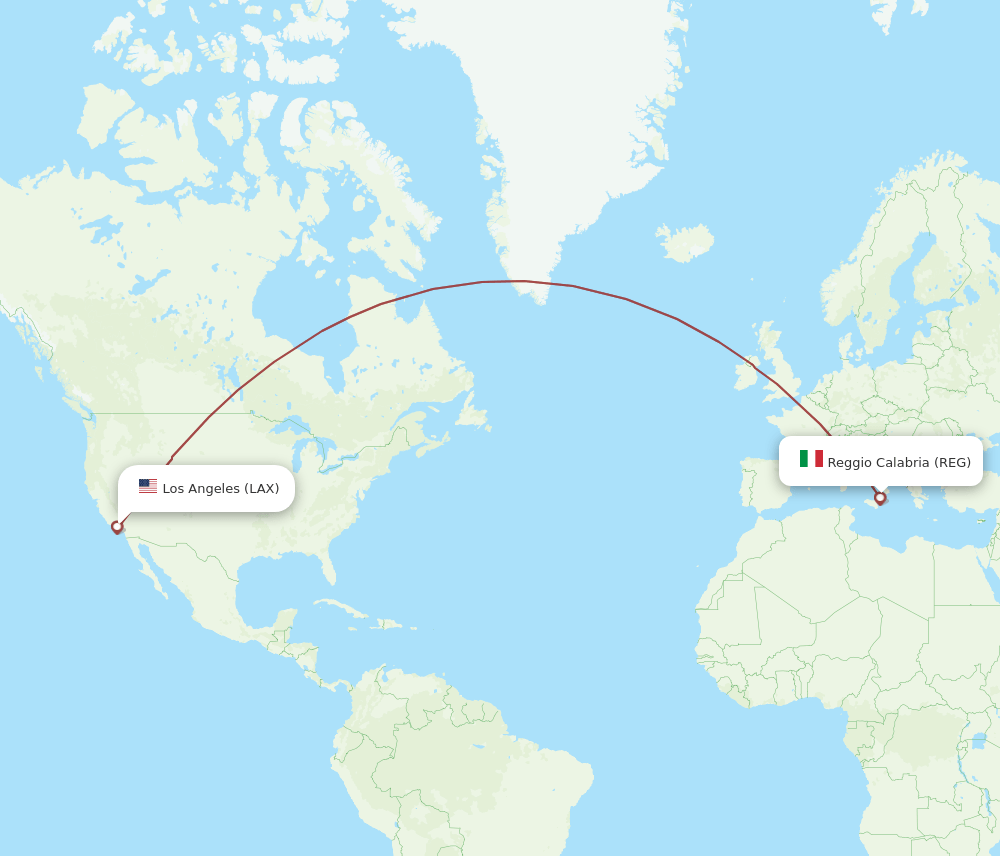 LAX to REG flights and routes map