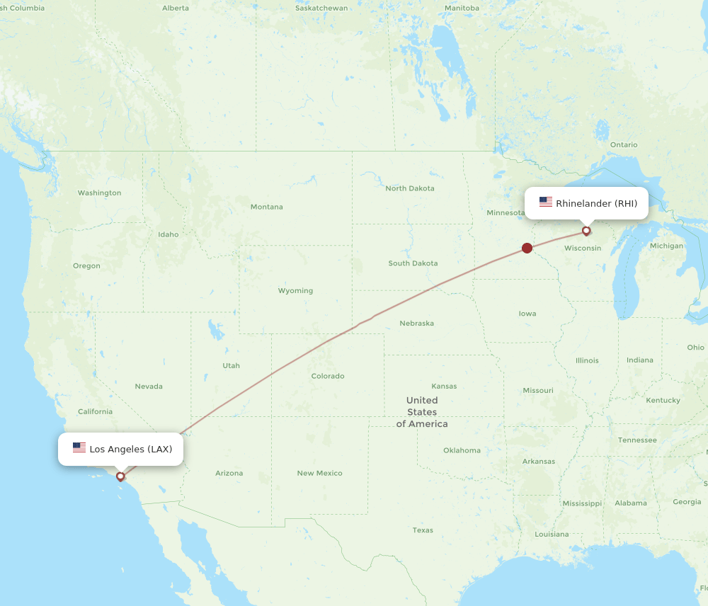 LAX-RHI flight routes