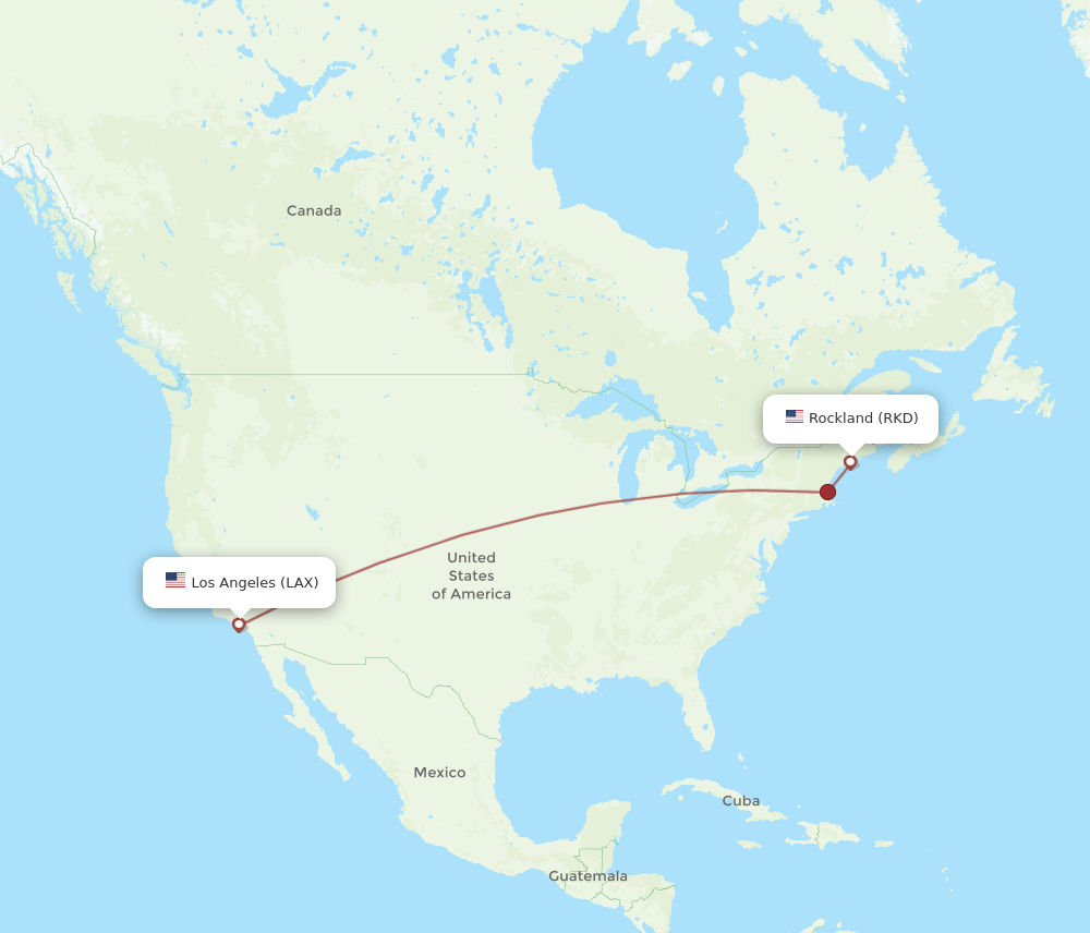 LAX-RKD flight routes