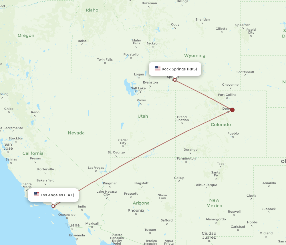 LAX-RKS flight routes