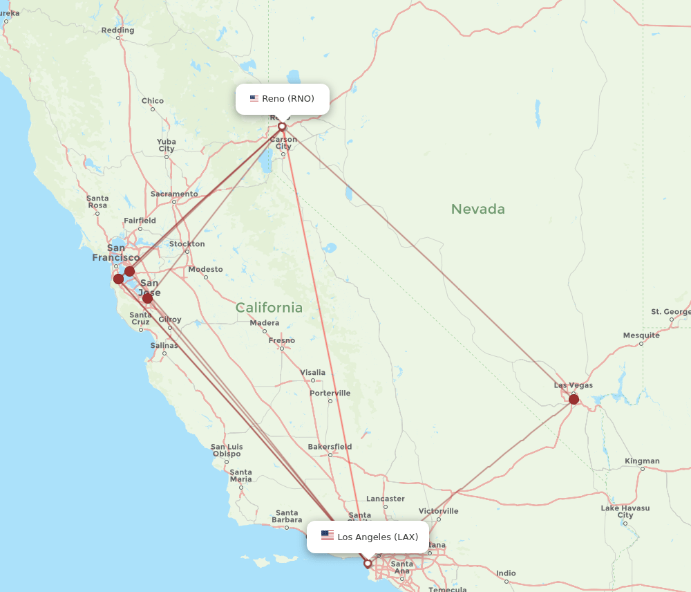 LAX-RNO flight routes