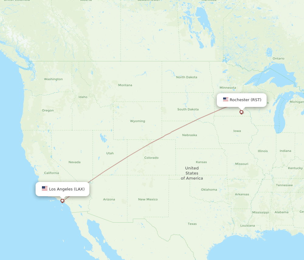 LAX-RST flight routes