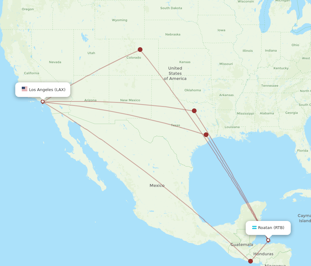 LAX-RTB flight routes