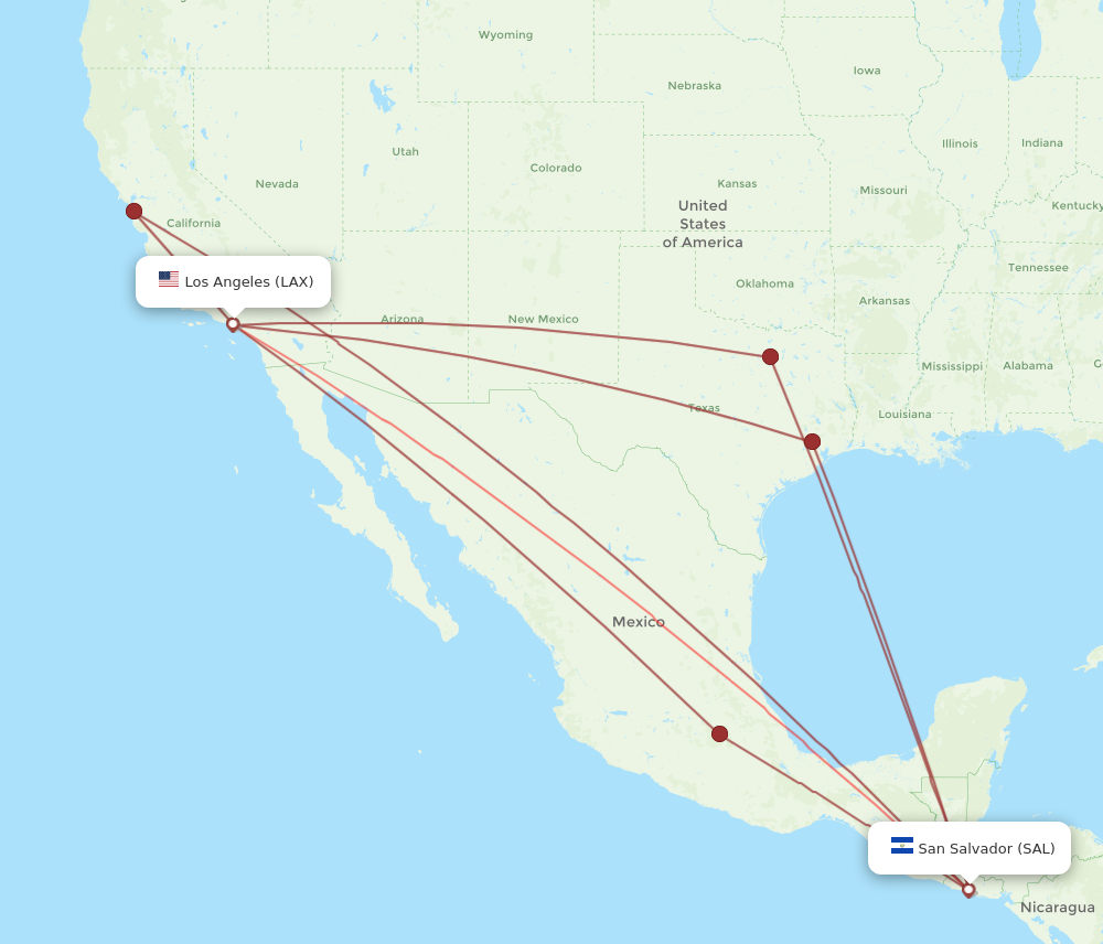 LAX to SAL flights and routes map