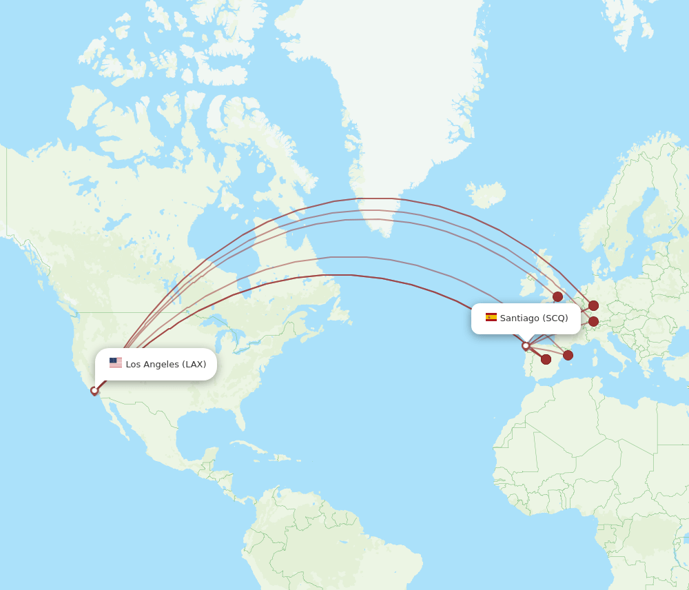 LAX-SCQ flight routes