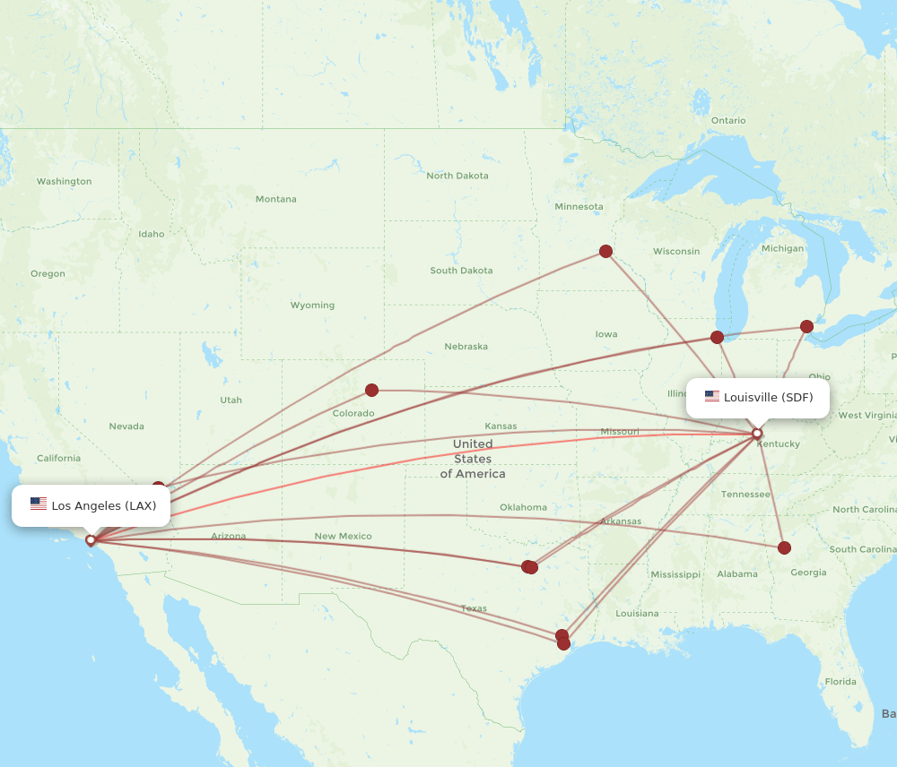 LAX-SDF flight routes