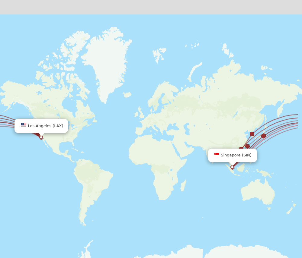 LAX to SIN flights and routes map