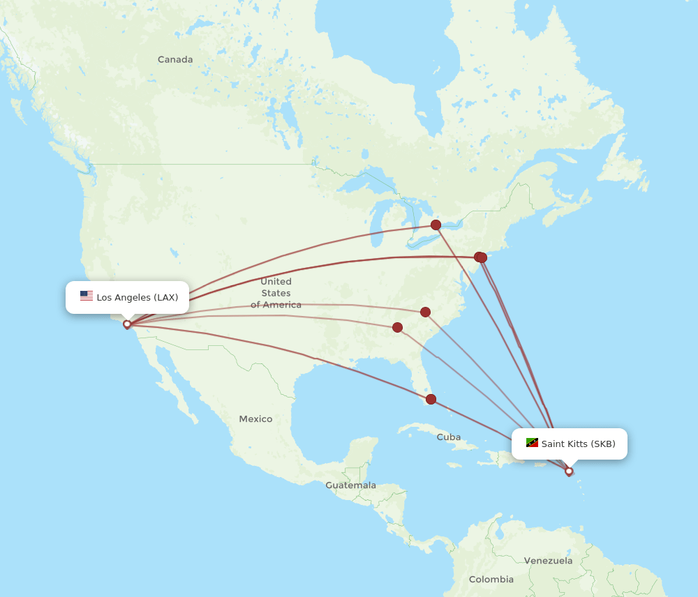 LAX-SKB flight routes