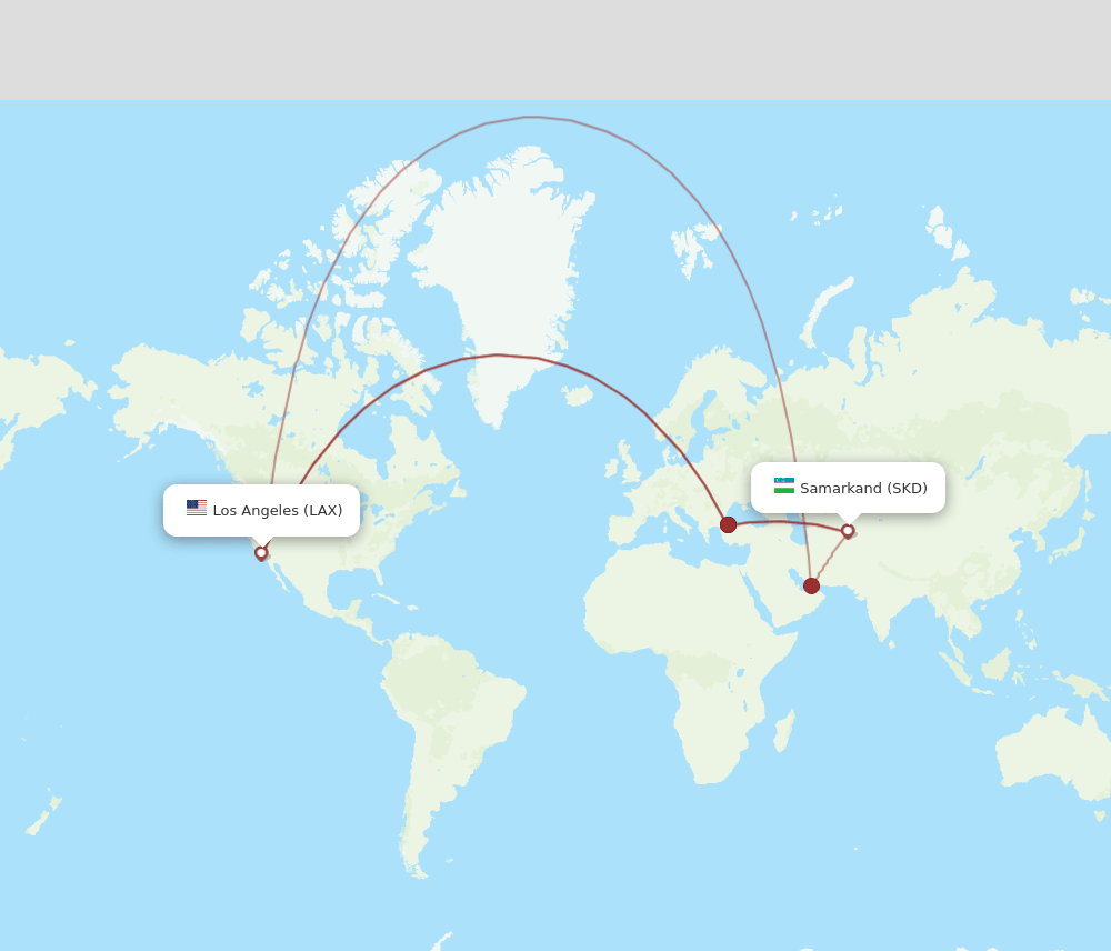 LAX to SKD flights and routes map