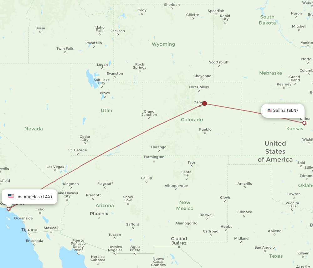 LAX-SLN flight routes