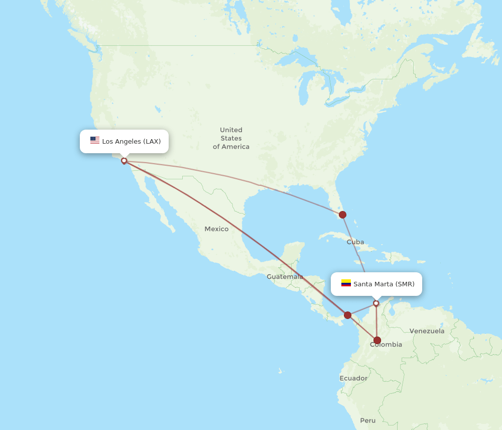 LAX-SMR flight routes