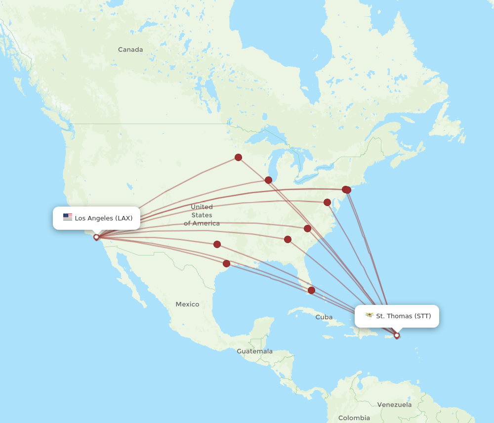 LAX-STT flight routes