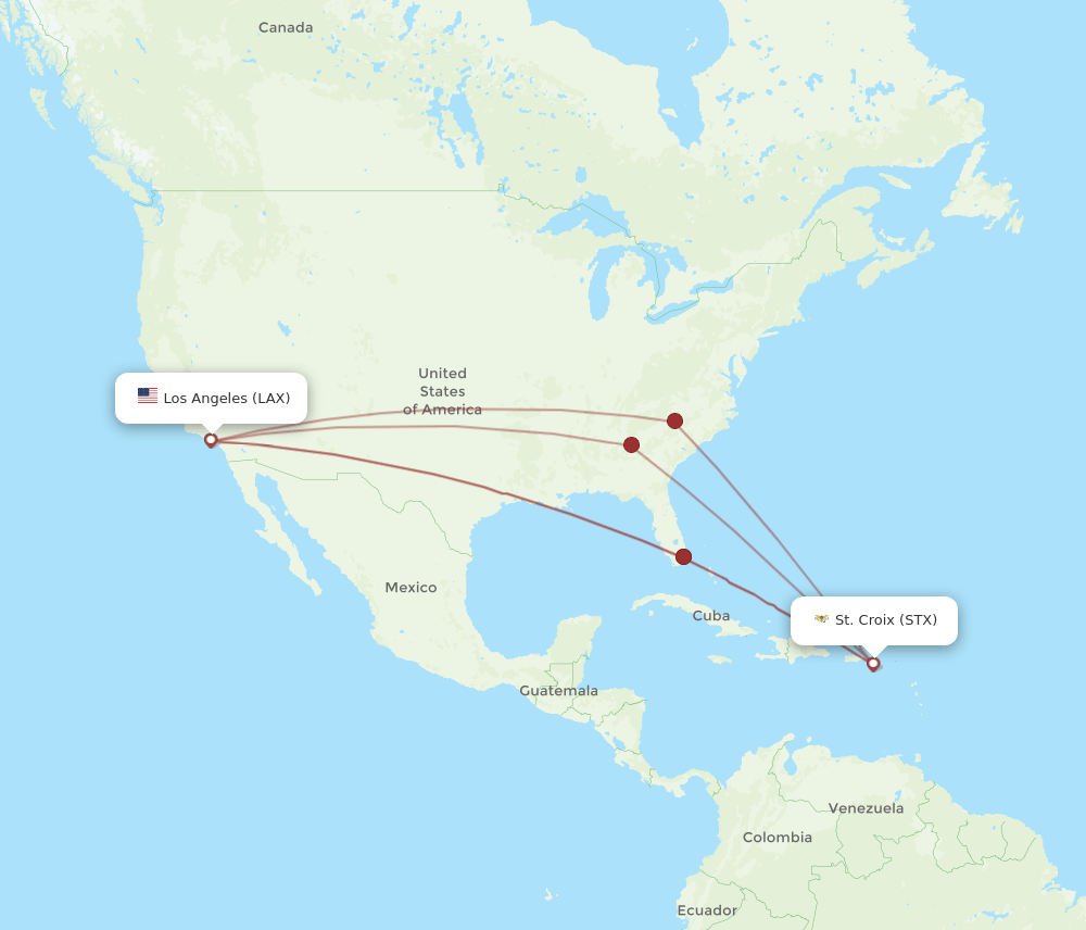 LAX-STX flight routes