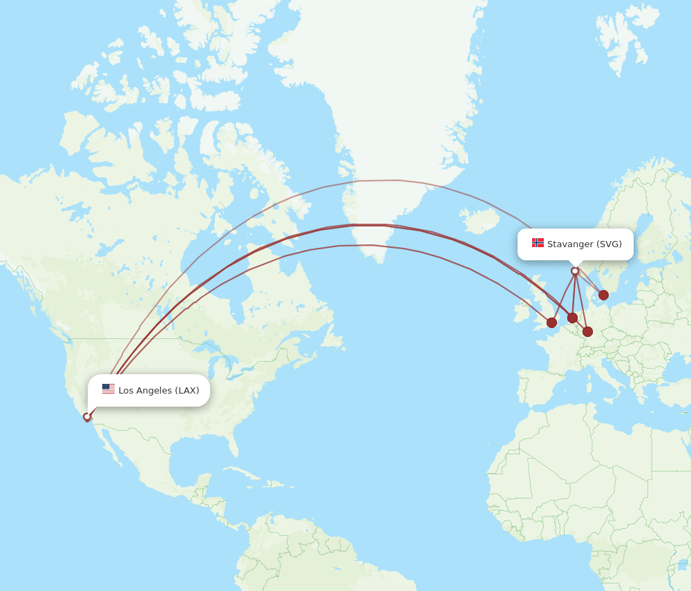 LAX-SVG flight routes