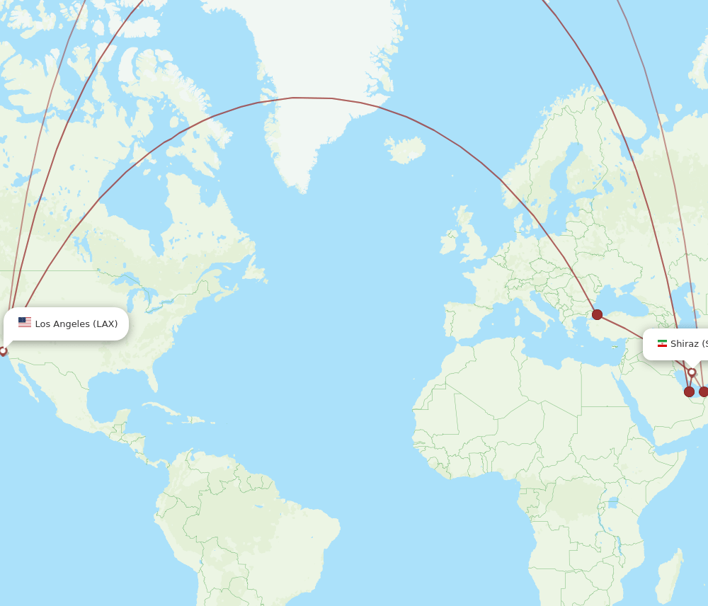 LAX-SYZ flight routes
