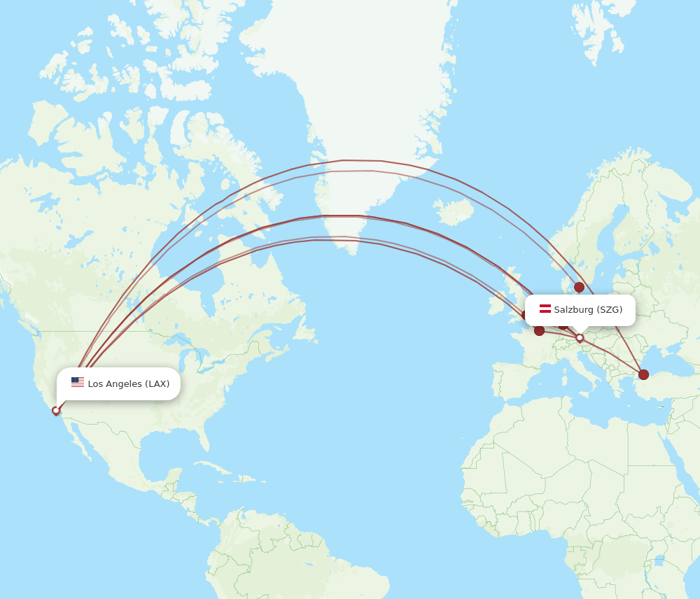 LAX-SZG flight routes