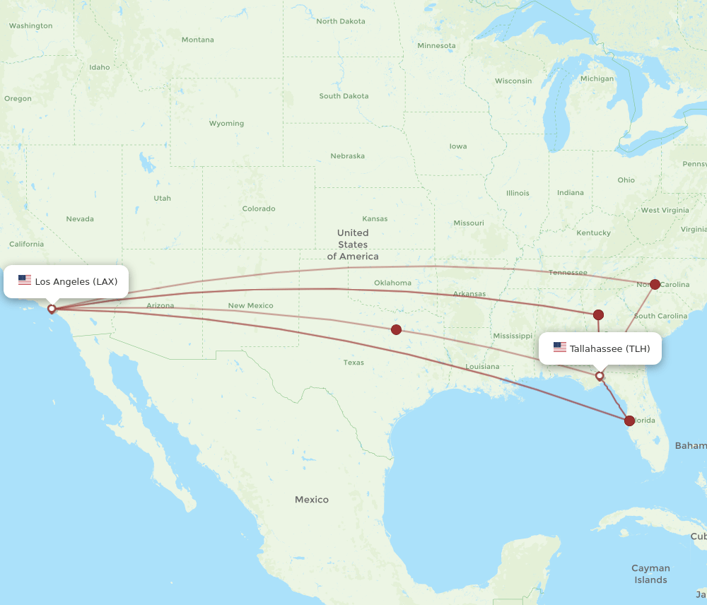 LAX-TLH flight routes