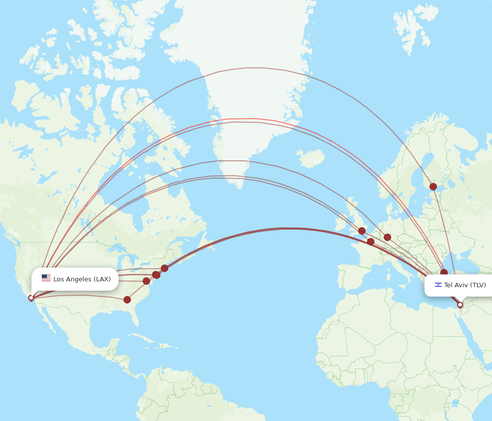 LAX-TLV flight routes