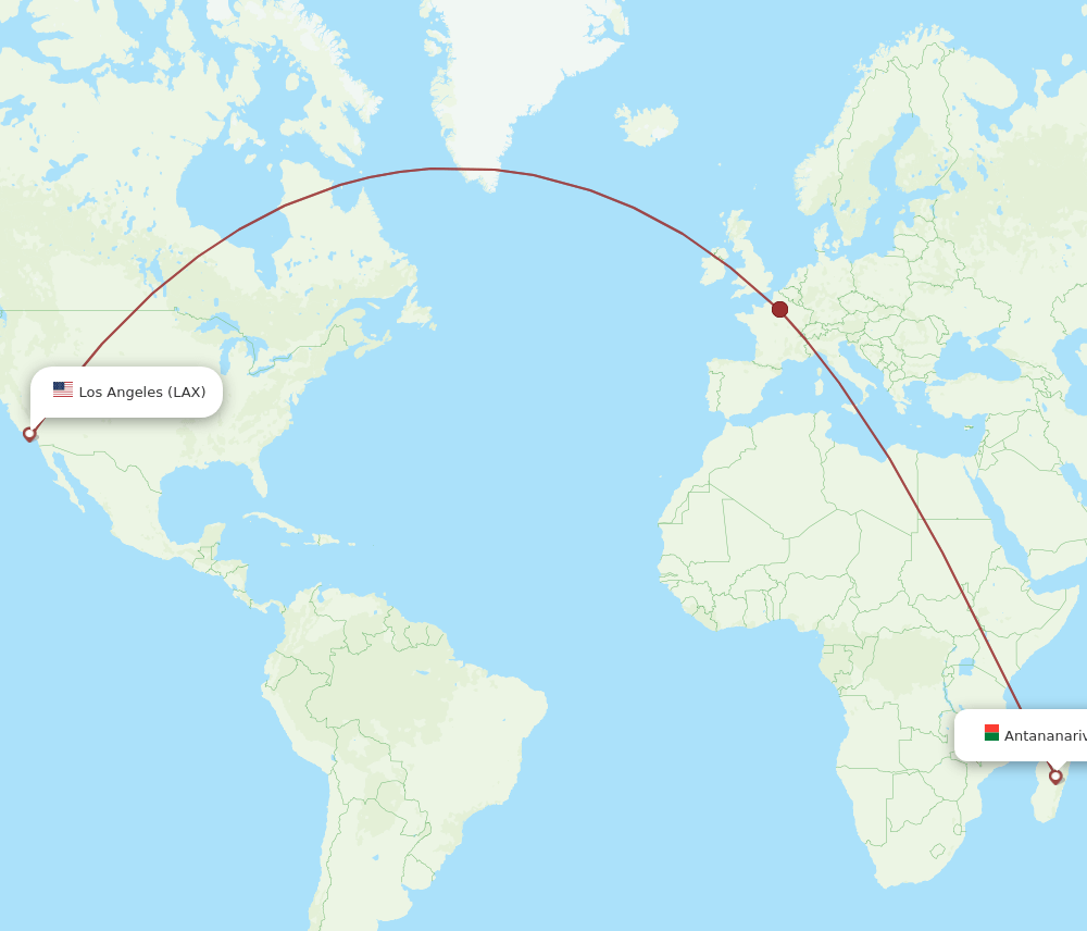 LAX-TNR flight routes