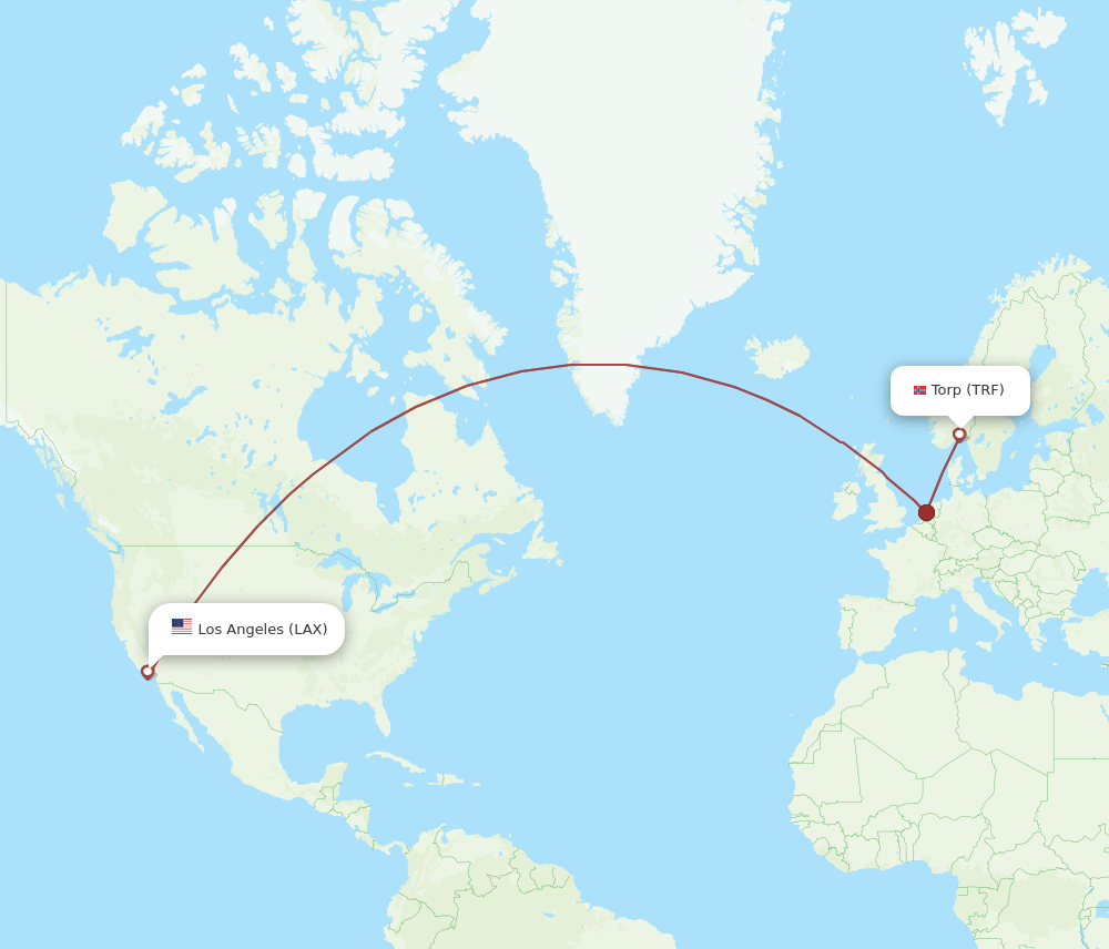 LAX-TRF flight routes
