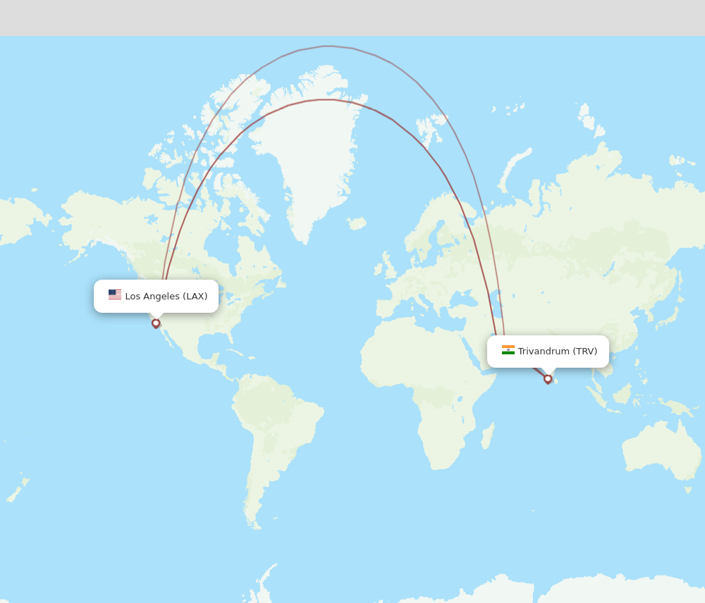 LAX to TRV flights and routes map