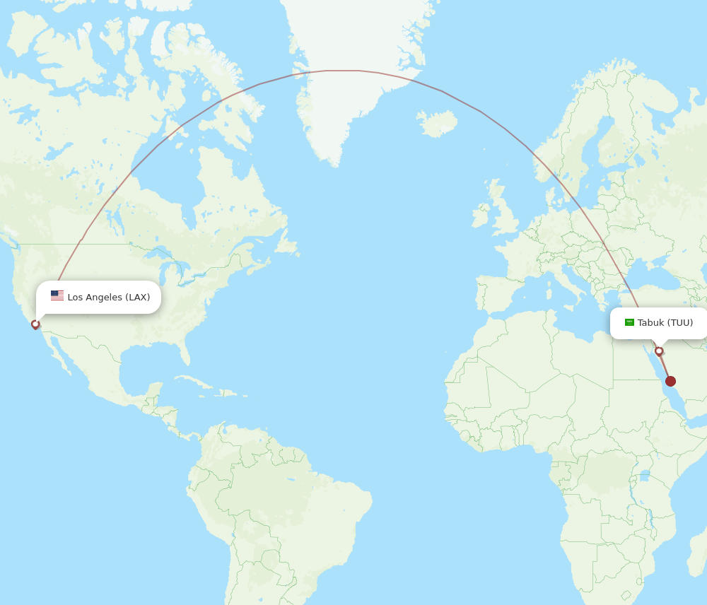 LAX-TUU flight routes