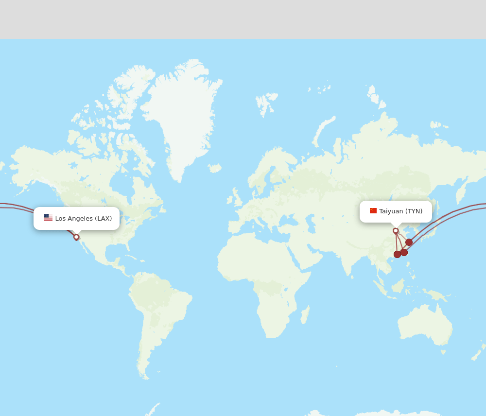 LAX-TYN flight routes